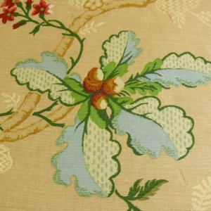 P1320696 By Yard Brunschwig & Fils Fabriano Pine Cone Print Light Butter Yellow Linen Print