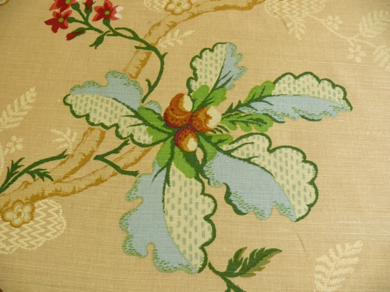 P1320696 By Yard Brunschwig & Fils Fabriano Pine Cone Print Light Butter Yellow Linen Print