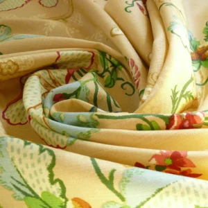 P1320697 By Yard Brunschwig & Fils Fabriano Pine Cone Print Light Butter Yellow Linen Print