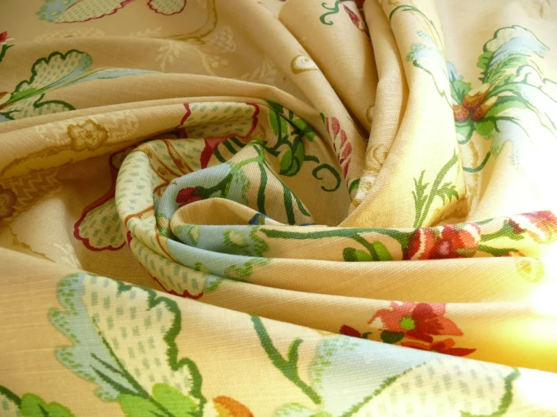 P1320697 By Yard Brunschwig & Fils Fabriano Pine Cone Print Light Butter Yellow Linen Print