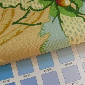 P1320702 By Yard Brunschwig & Fils Fabriano Pine Cone Print Light Butter Yellow Linen Print