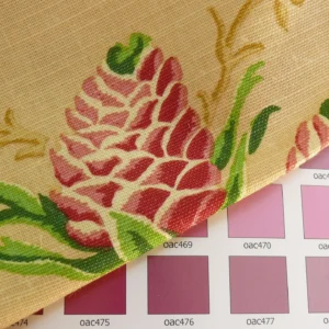 P1320703 By Yard Brunschwig & Fils Fabriano Pine Cone Print Light Butter Yellow Linen Print