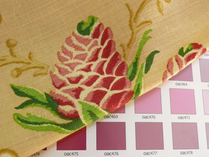 P1320703 By Yard Brunschwig & Fils Fabriano Pine Cone Print Light Butter Yellow Linen Print