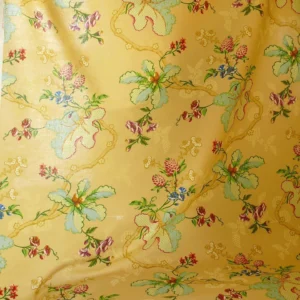 P1320704 By Yard Brunschwig & Fils Fabriano Pine Cone Print Light Butter Yellow Linen Print