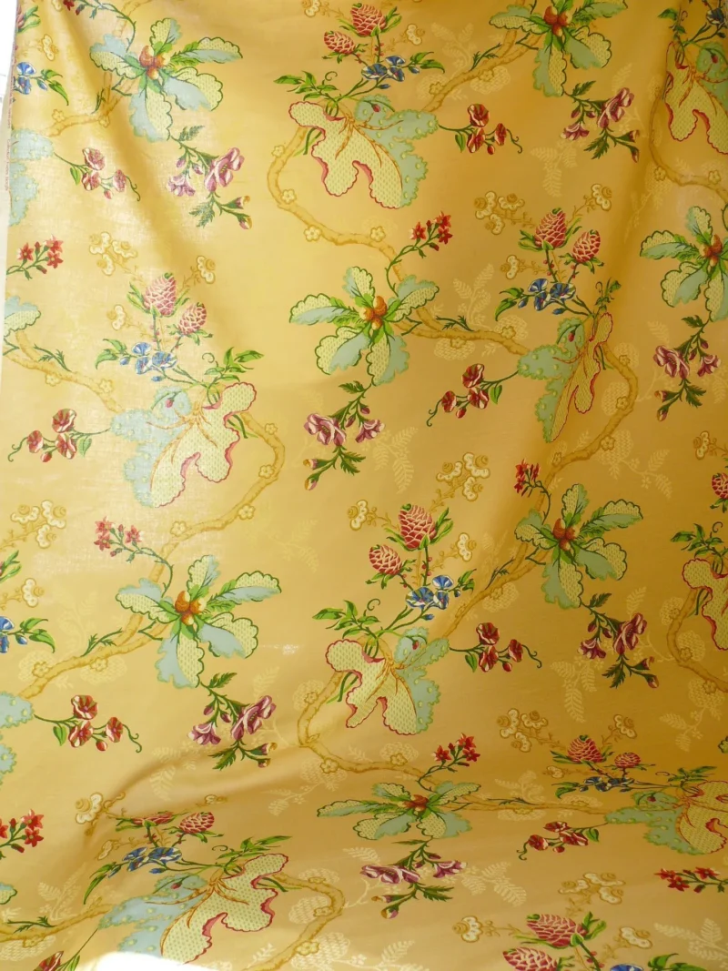 P1320704 By Yard Brunschwig & Fils Fabriano Pine Cone Print Light Butter Yellow Linen Print