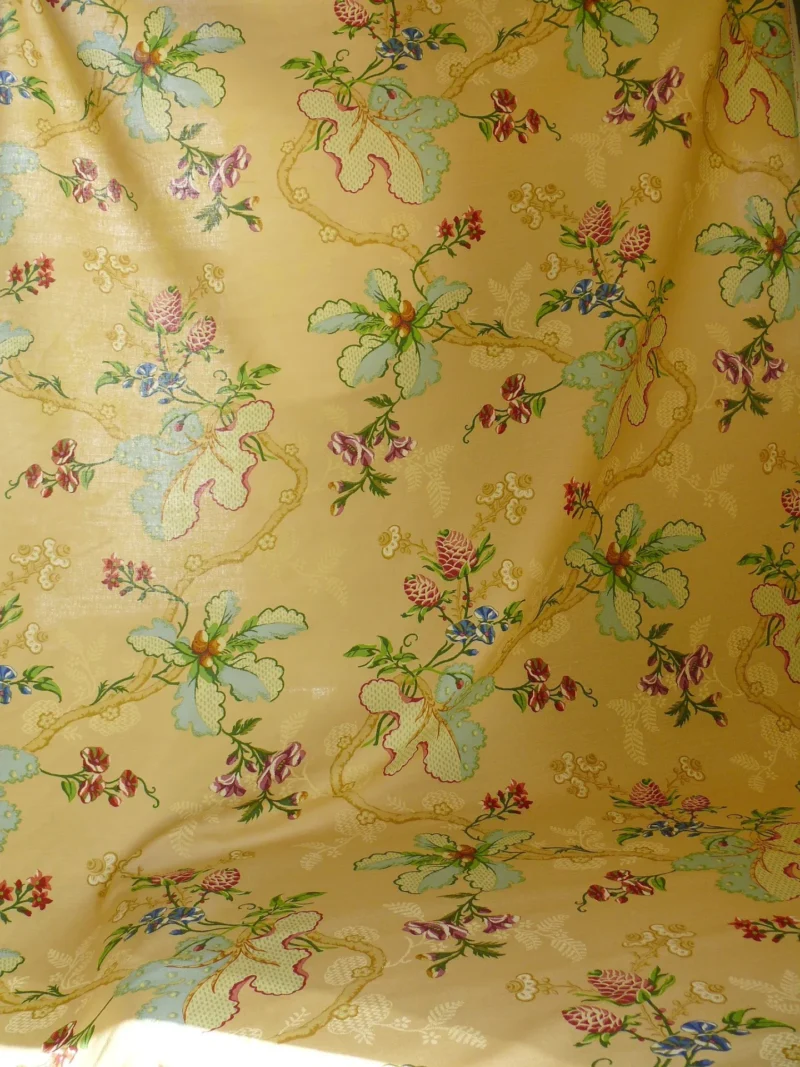 P1320705 By Yard Brunschwig & Fils Fabriano Pine Cone Print Light Butter Yellow Linen Print