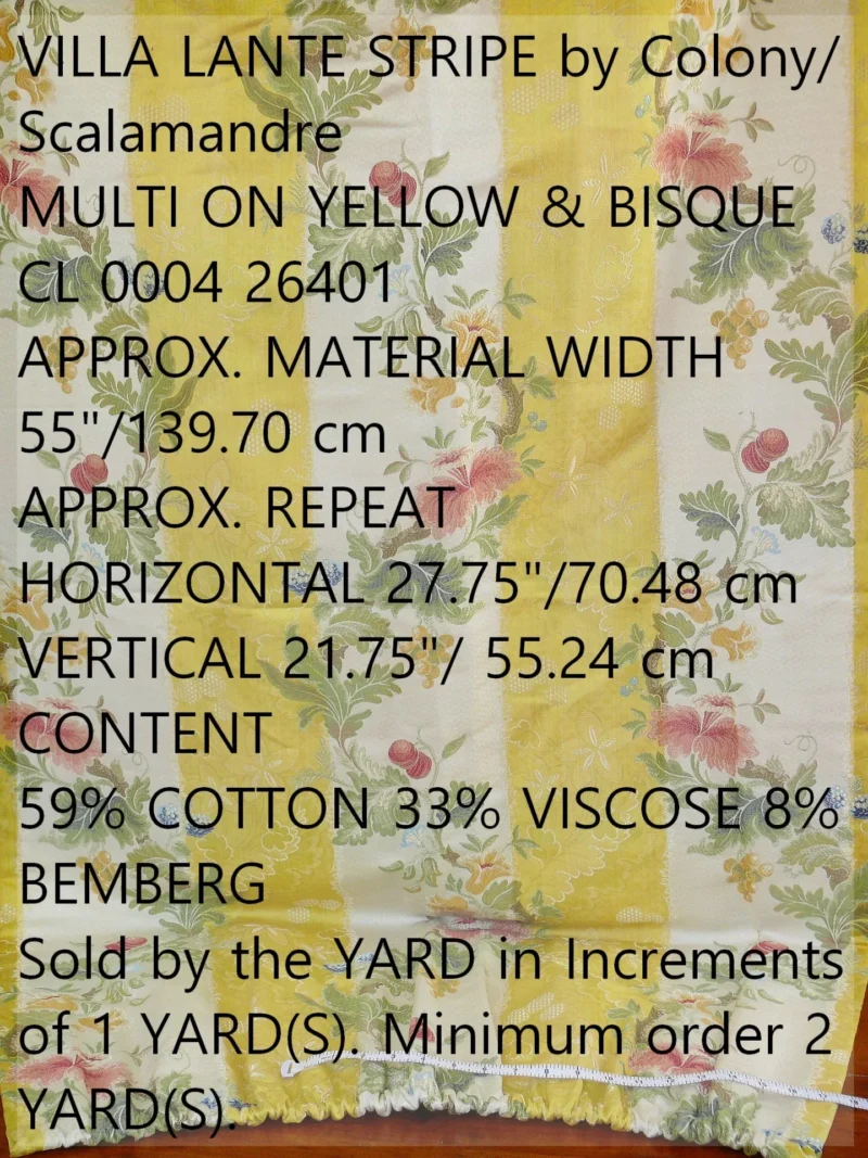 P1330013 label Scalamandre Colony Villa Lante Stripe Multi on Rose Renaissance Classic MSRP USD 578/y
