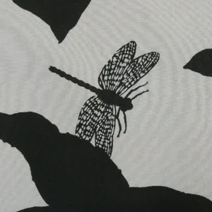 P1330455C By Yd Duralee "Flora Imperialis Black" & WHITE COTTON BIRD DRAGONFLY Print