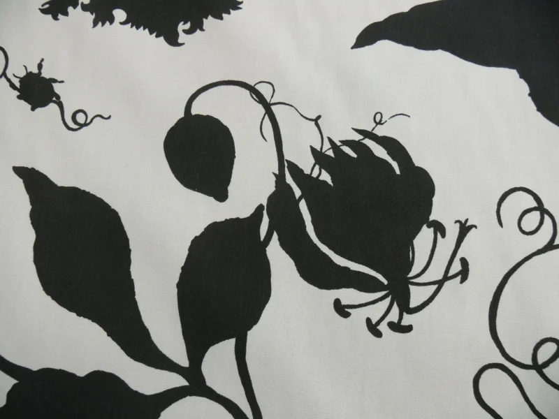 P1330457 By Yd Duralee "Flora Imperialis Black" & WHITE COTTON BIRD DRAGONFLY Print
