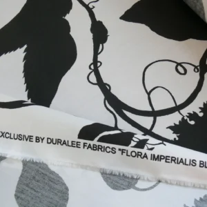 P1330461 By Yd Duralee "Flora Imperialis Black" & WHITE COTTON BIRD DRAGONFLY Print