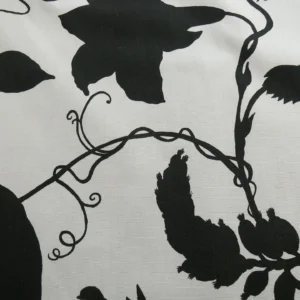 P1330462 By Yd Duralee "Flora Imperialis Black" & WHITE COTTON BIRD DRAGONFLY Print