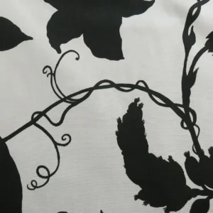 P1330462C By Yd Duralee "Flora Imperialis Black" & WHITE COTTON BIRD DRAGONFLY Print