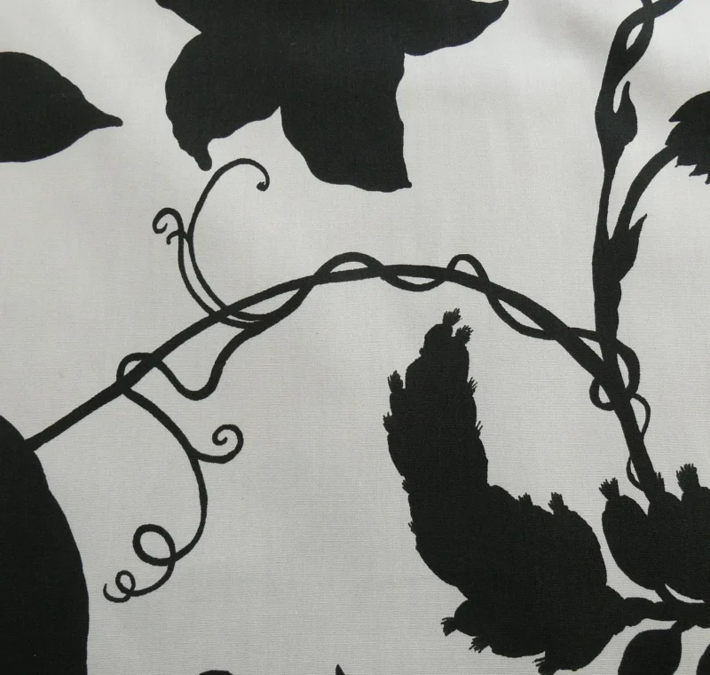 P1330462C By Yd Duralee "Flora Imperialis Black" & WHITE COTTON BIRD DRAGONFLY Print