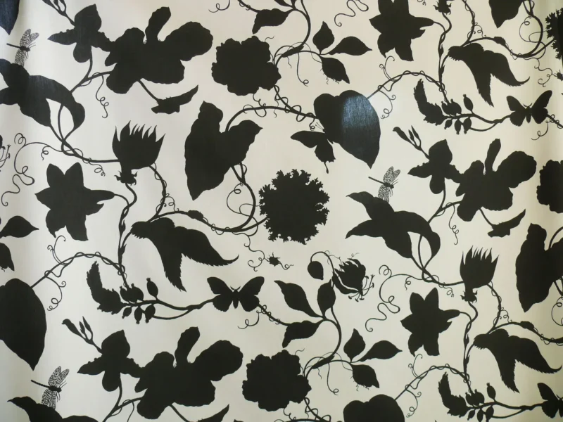 P1330467 By Yd Duralee "Flora Imperialis Black" & WHITE COTTON BIRD DRAGONFLY Print