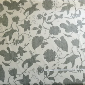 P1330468 By Yd Duralee "Flora Imperialis Black" & WHITE COTTON BIRD DRAGONFLY Print