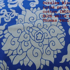 P1470026C 10Y+ Duralee Blossom Chinoiserie Porcelain print cotton INDIGO BLUE white by Thomas PAUL