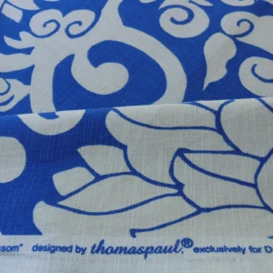 P1470029 10Y+ Duralee Blossom Chinoiserie Porcelain print cotton INDIGO BLUE white by Thomas PAUL