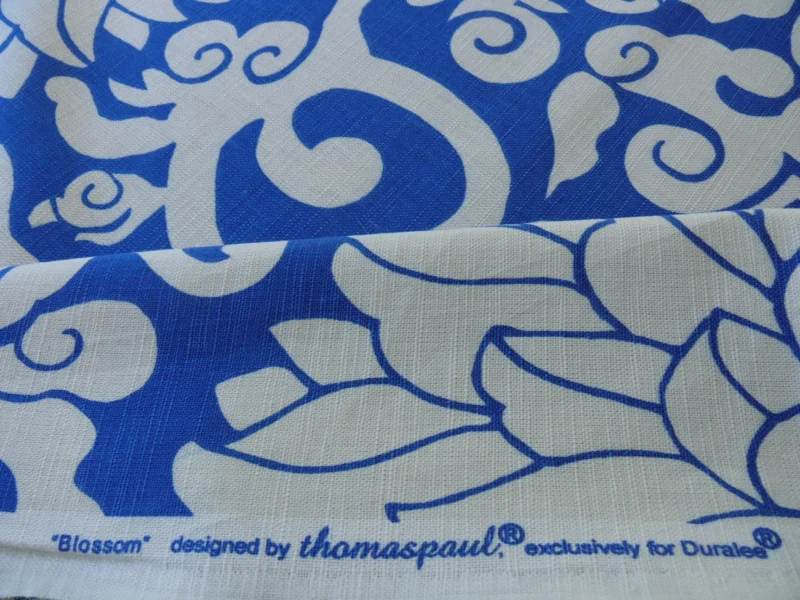 P1470029 10Y+ Duralee Blossom Chinoiserie Porcelain print cotton INDIGO BLUE white by Thomas PAUL