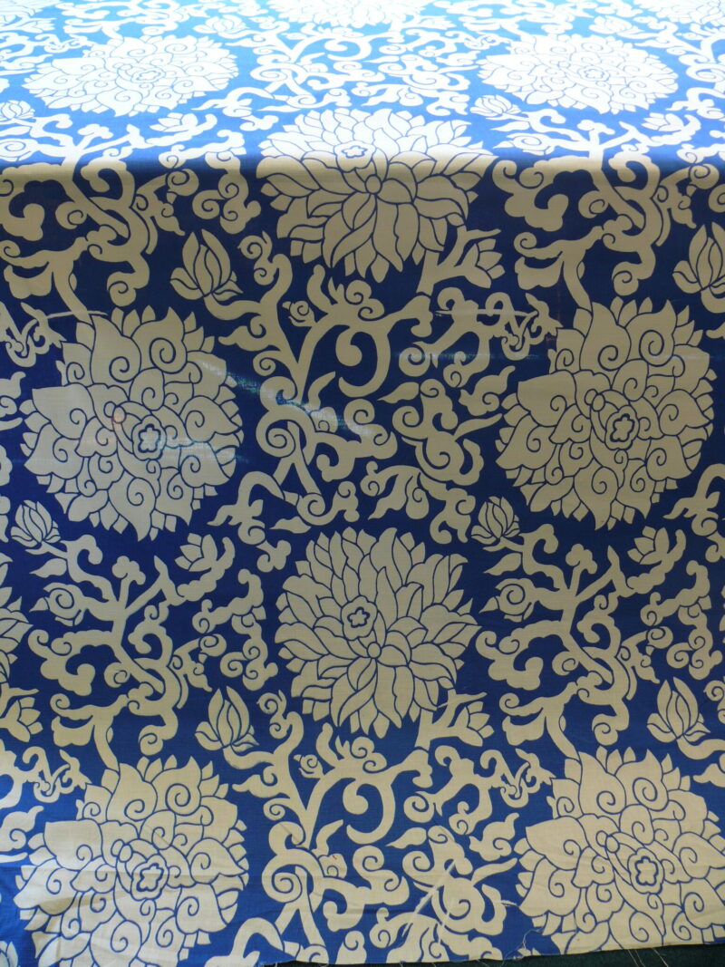 P1470030 10Y+ Duralee Blossom Chinoiserie Porcelain print cotton INDIGO BLUE white by Thomas PAUL
