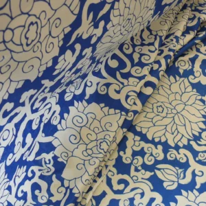 P1470032 10Y+ Duralee Blossom Chinoiserie Porcelain print cotton INDIGO BLUE white by Thomas PAUL