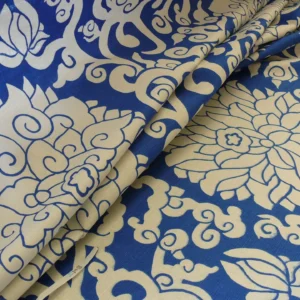 P1470033 10Y+ Duralee Blossom Chinoiserie Porcelain print cotton INDIGO BLUE white by Thomas PAUL