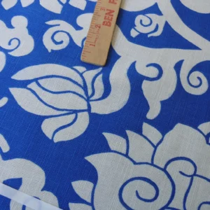 P1470034 10Y+ Duralee Blossom Chinoiserie Porcelain print cotton INDIGO BLUE white by Thomas PAUL