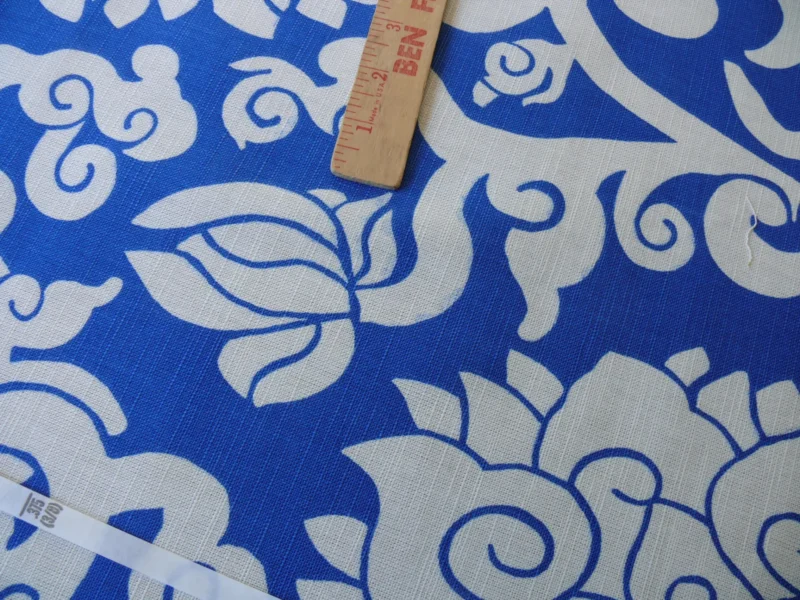 P1470034 10Y+ Duralee Blossom Chinoiserie Porcelain print cotton INDIGO BLUE white by Thomas PAUL