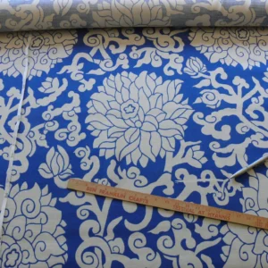 P1470035 10Y+ Duralee Blossom Chinoiserie Porcelain print cotton INDIGO BLUE white by Thomas PAUL