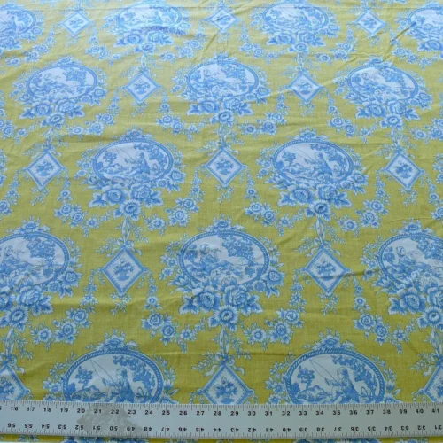 P1550406 Brunschwig and Fils En Plein Air French Country Print Blue Birds Animals Yellow Toile Bty
