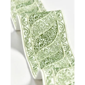 Scalamandre Pillow Case MET Paisley Square Silk Velvet White Green Paisley Plains Solid 22x22 inches MSRP USD 678/y