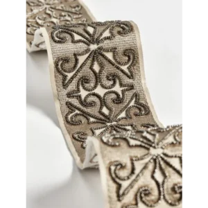 trim1 Scalamandre Pillow Case MET Saxony Square Strie Velvet Light Blue Damask Plains Texture 22x22 inches MSRP USD 978/y