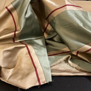 By Yd Scalamandre Caribu Stripe Green, Taupe, Red Silk Renaissance MSRP USD 200/Y