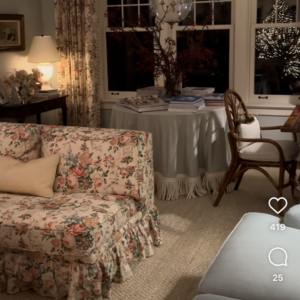 Bty Lee Jofa Ashurst Peony Tulip Lilac Rose 100%linen On Bisque English Chintz