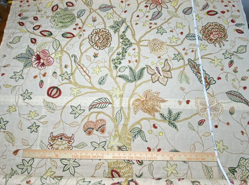 IMG_1533 3.47y Lee Jofa Arbre De Vie.document Stunning Crewel Embroidery Tree of Life Linen Museum Quality