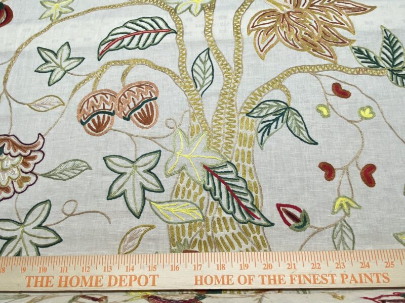 IMG_1535 3.47y Lee Jofa Arbre De Vie.document Stunning Crewel Embroidery Tree of Life Linen Museum Quality