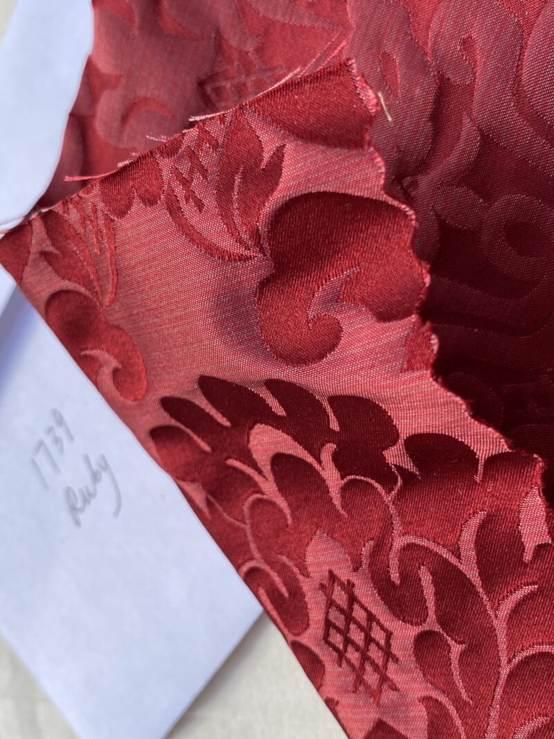 IMG_1648 High End Veranda Renaissance Damask 100% Silk Ruby Red Crimson