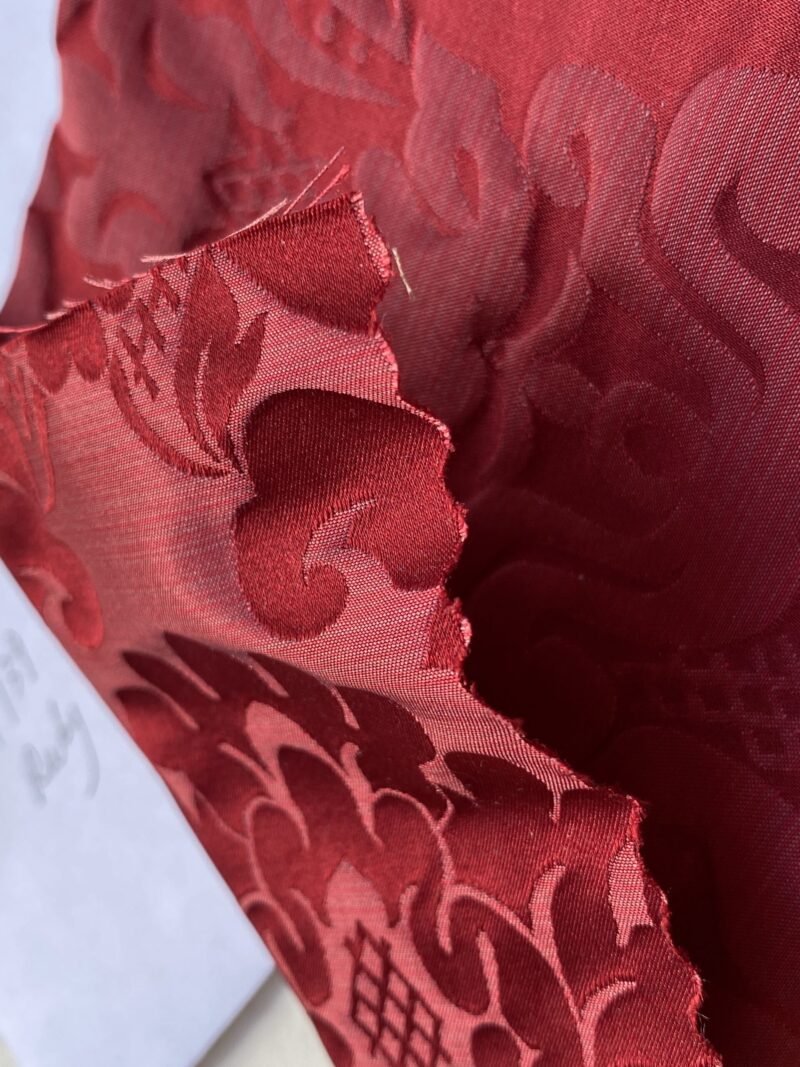 IMG_1649 High End Veranda Renaissance Damask 100% Silk Ruby Red Crimson