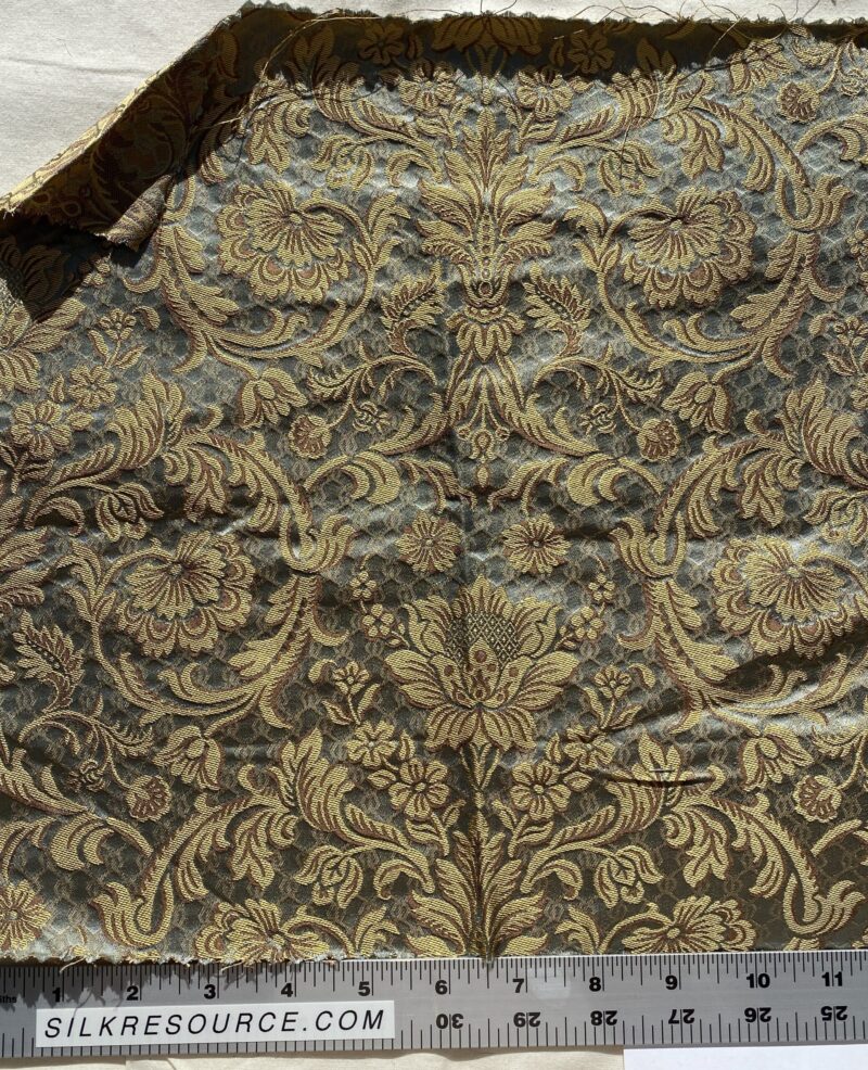IMG_1653 In Name of Rose Medallion Acanthus Renaissance Silk Damask Jacquard Blue & Gold MSRP USD 200+/Y