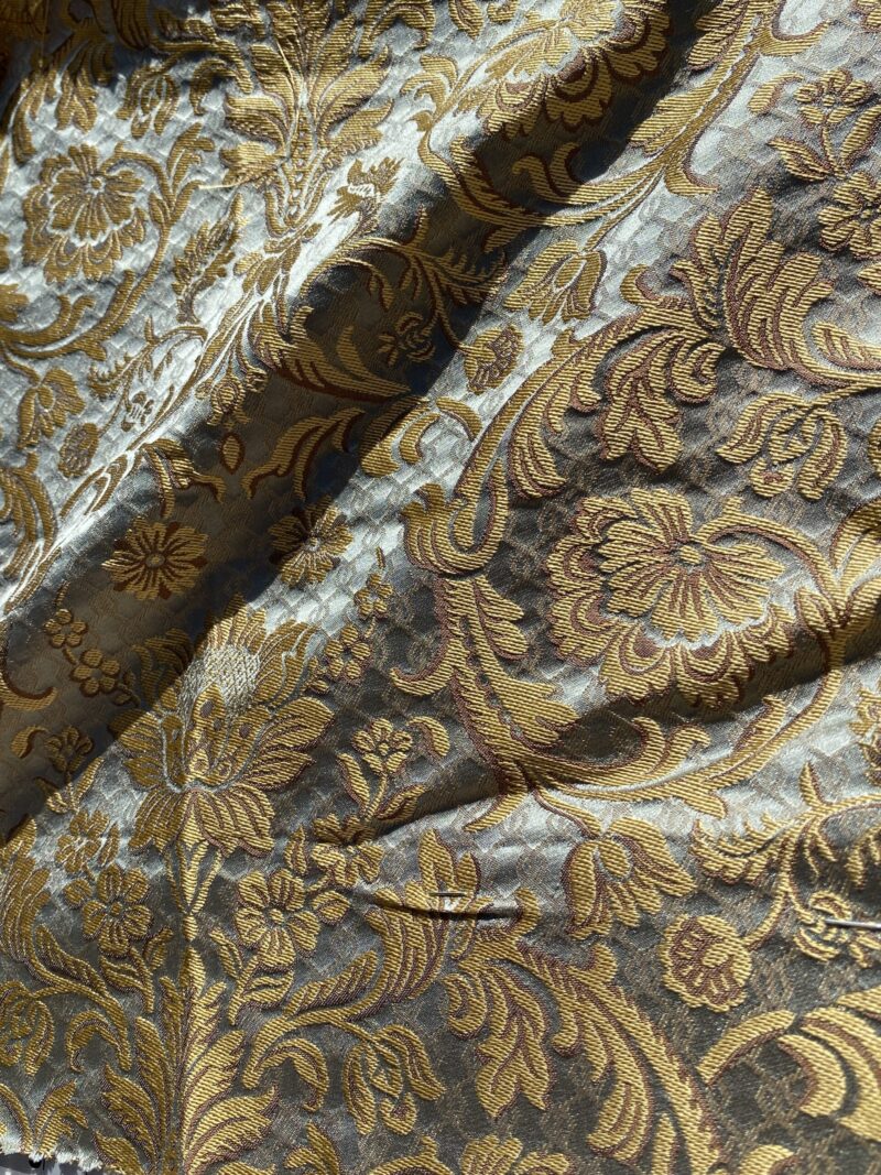 IMG_1657 In Name of Rose Medallion Acanthus Renaissance Silk Damask Jacquard Blue & Gold MSRP USD 200+/Y