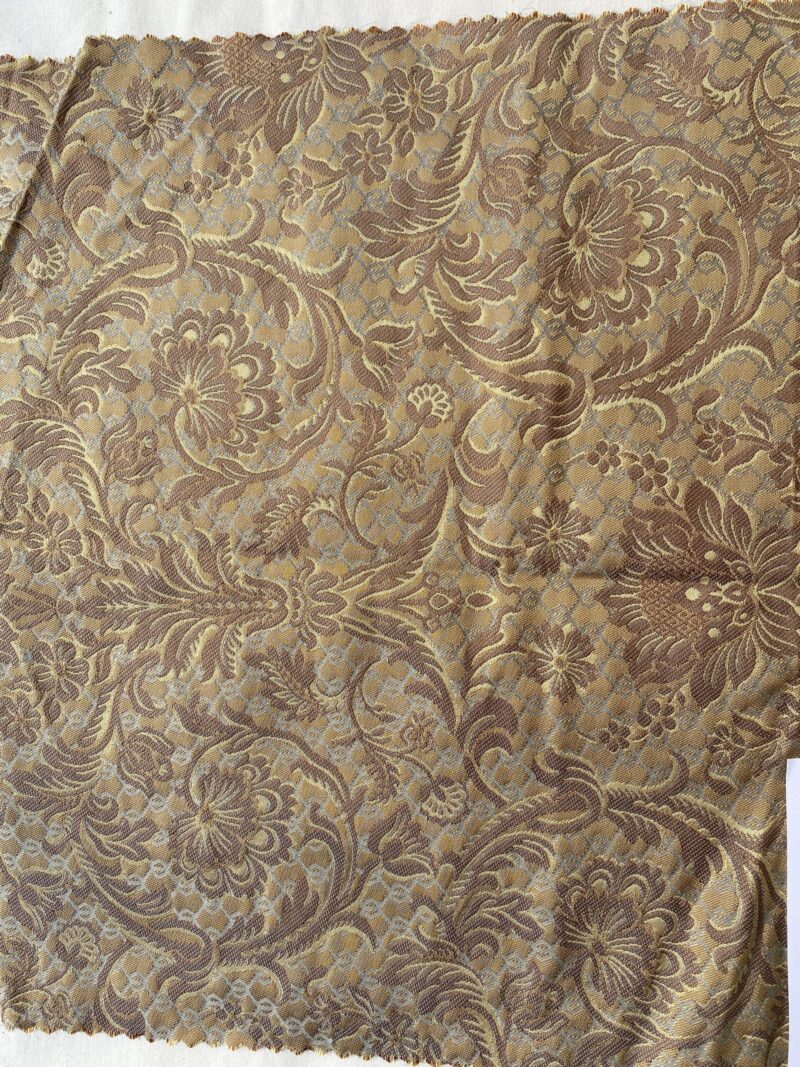 IMG_1658 In Name of Rose Medallion Acanthus Renaissance Silk Damask Jacquard Blue & Gold MSRP USD 200+/Y