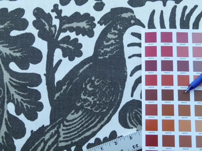 P1020673 Scalamandre Resist Print Taupe Bird Flower Toile Linen Gray White MSRP USD 300/Y