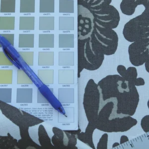 P1020674 Scalamandre Resist Print Taupe Bird Flower Toile Linen Gray White MSRP USD 300/Y