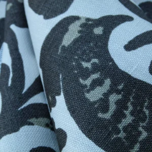 P1020677 Scalamandre Resist Print Taupe Bird Flower Toile Linen Gray White MSRP USD 300/Y