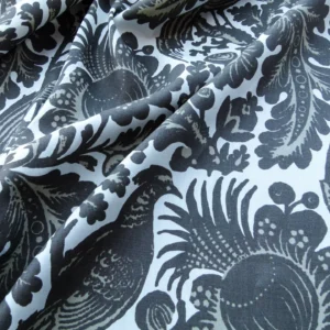 P1020679 Scalamandre Resist Print Taupe Bird Flower Toile Linen Gray White MSRP USD 300/Y