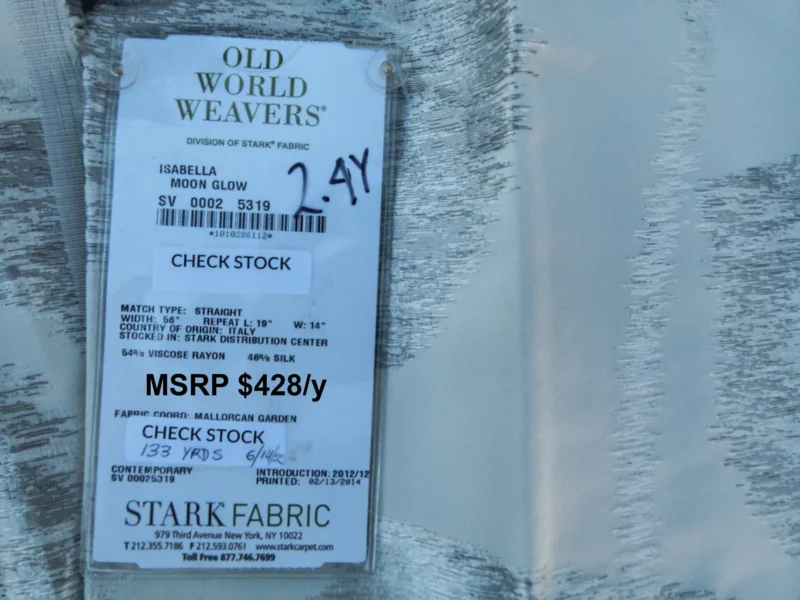 P1130731 Scalamandre Length 2.4y Isabella Moon Glow White Gray Foliage Silk Contemporary MSRP USD 428/y