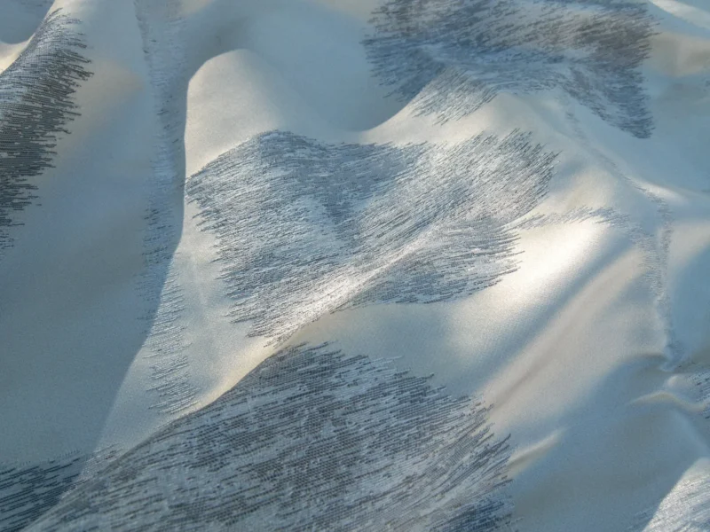 P1130735 Scalamandre Length 2.4y Isabella Moon Glow White Gray Foliage Silk Contemporary MSRP USD 428/y