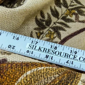 P1140053 By VR Scalamandre Jute Fabric Brown Gold Historical Birds of Paradise Floral Block Print by Hand MSRP USD 300+/y