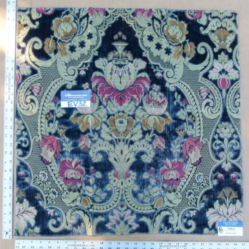 21 EV32 Square 27 x 27 inches Scalamandre Old World Weavers Tosca Blue Silk Cut Velvet MSRP USD956/y
