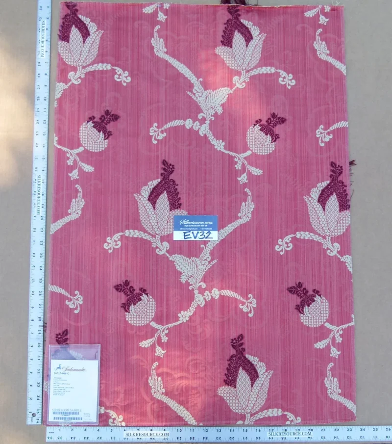 P1140274 38 EV32 Square 34 x 23 inches Scalamandre Vivaldi Maroon & Linen On Red Lampas MSRP USD 578/y