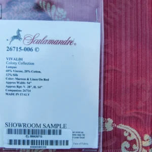 P1140275 38 EV32 Square 34 x 23 inches Scalamandre Vivaldi Maroon & Linen On Red Lampas MSRP USD 578/y